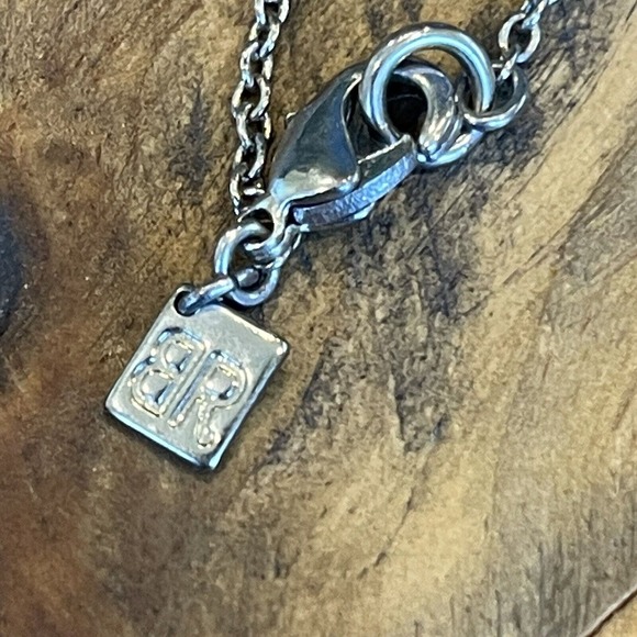 Banana Republic Orange & Silver Tone Cabochon Beaded Station Necklace Plastic - Picture 3 of 4